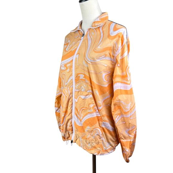 Fabletics Orange Packable Lightweight Zip Up Cinch Windbreaker Jacket Pockets - Picture 5 of 14